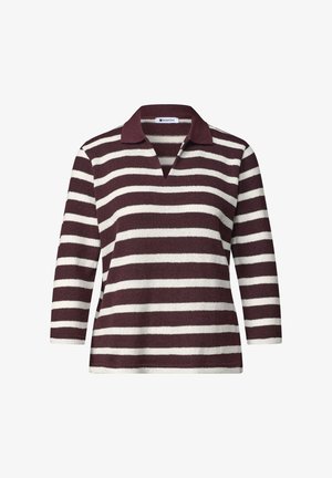 Street One, 3/4-SLEEVE STRIPED POLO SHIRT - Polo - rustic rouge