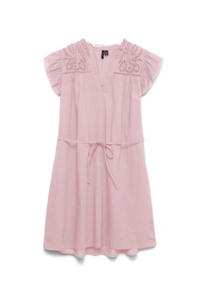 Vero Moda VMLINE SS SHORT DRESS WVN NOOS - Denní šaty - parfait pink