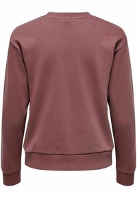 Sweatshirt bordeaux à col rond, manches longues, avec des poignets et un ourlet côtelés. Texture lisse, sans motifs ni accents visibles.