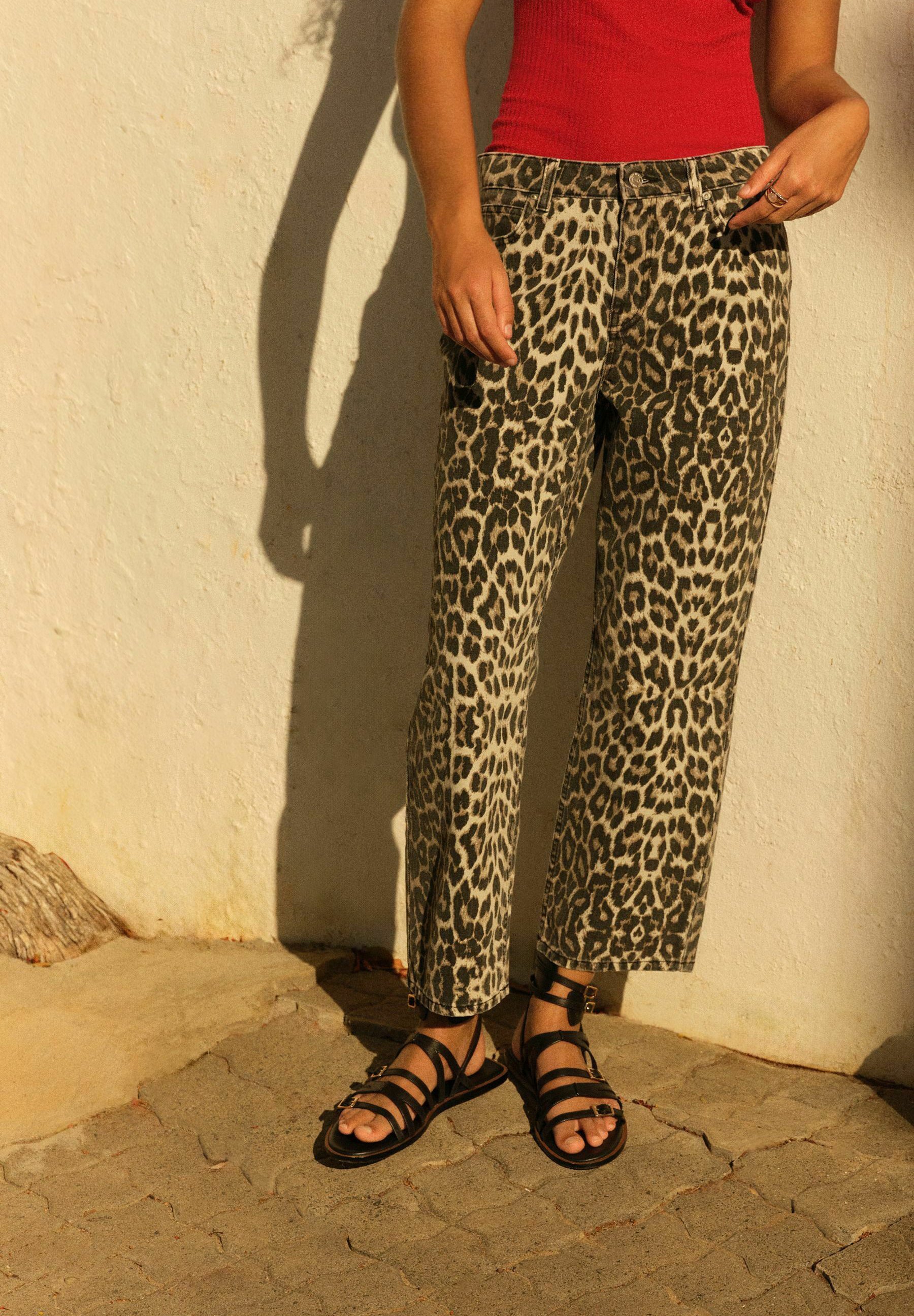 Next Jean droit leopard print/noir
