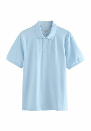 Hellblaues Poloshirt aus weicher Baumwolle. Mit klassischem Kragen, kurzen Ärmeln und kleinem Logo auf der Brust. Normale Passform.