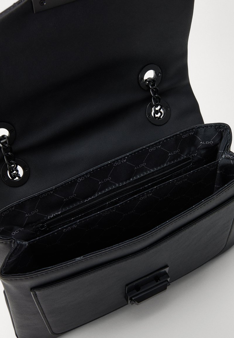 Sac Bandoulière Femme Noir Simili Cuir - 3 Compartiments Zippés, Anse Ajustable Et Chaîne, Taille Moyenne
