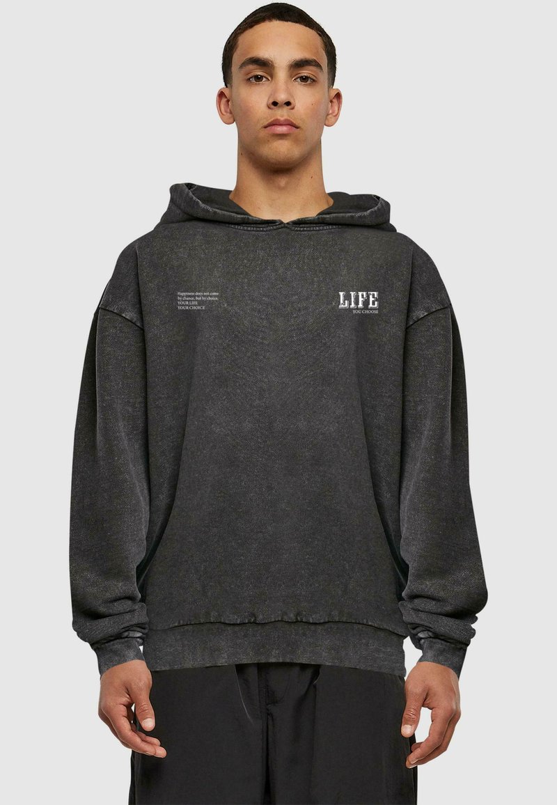 Merchcode LIFE ACID WASHED - Felpa con cappuccio - black