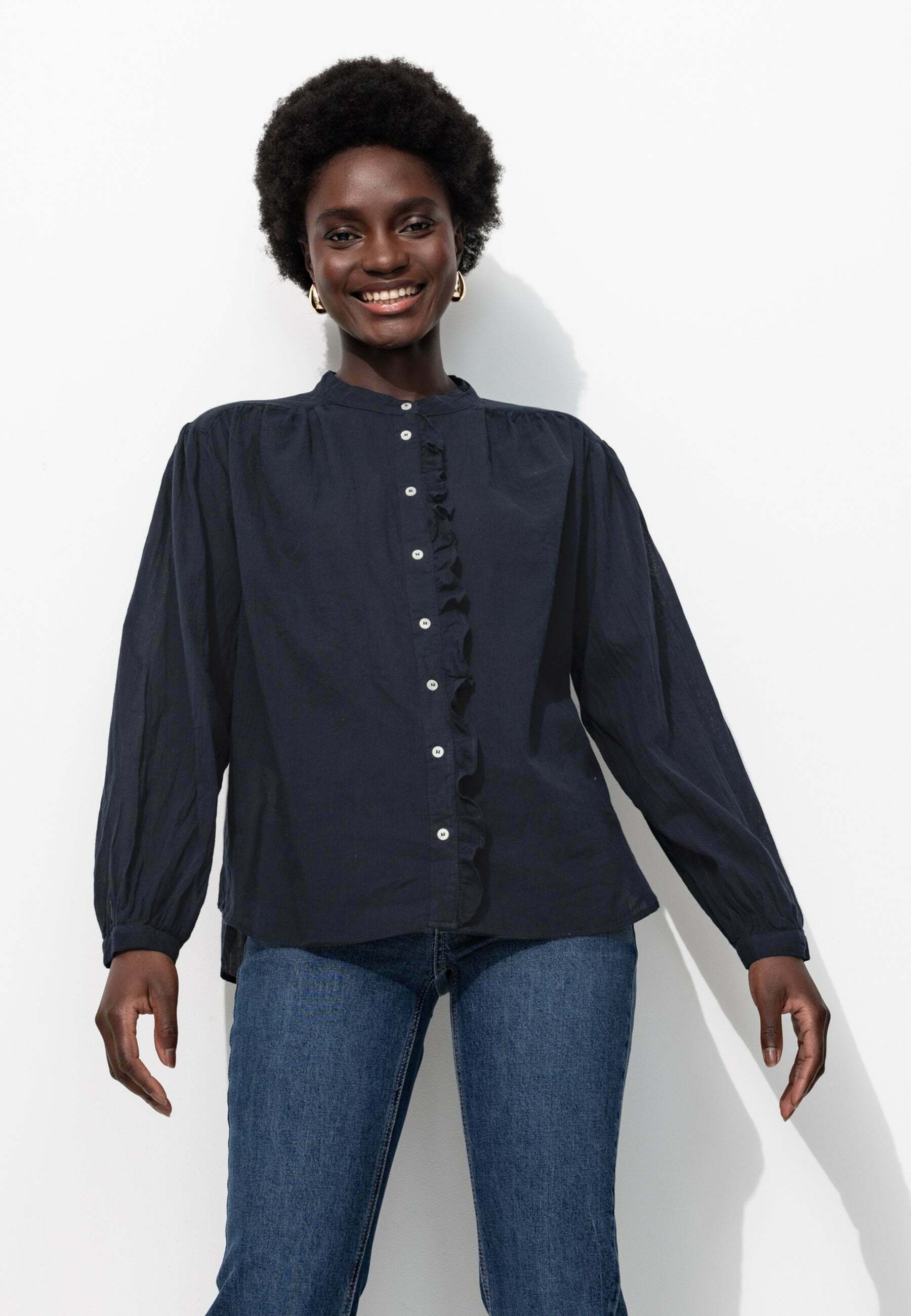 Chemisier Promod Bleu - Taille 38 (M), Viscose, Manches Trois-quarts, Occasion Très Bon état