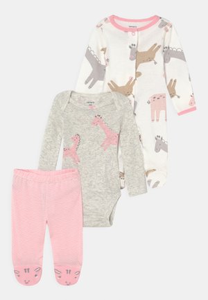 GIRAFF SET - Kalhoty - light pink/white/mottled light grey