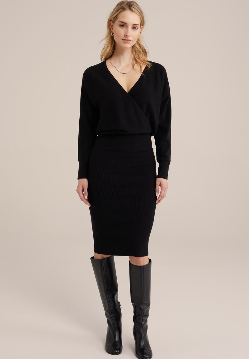 WE Fashion Gebreide jurk zwart