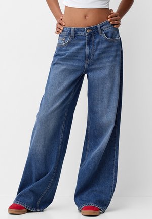 Bershka WIDE-LEG - Wide Leg - dark blue