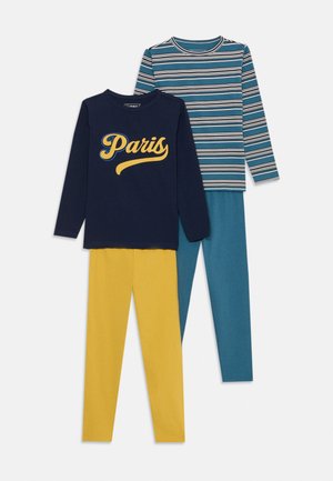 Friboo 2 PACK SET - Legíny – nohavice - dark blue/mustard yellow/turquoise
