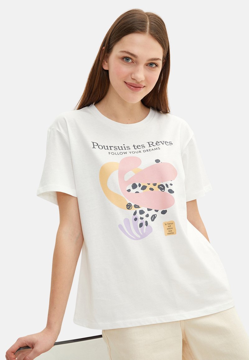 Damen T-Shirts | LC Waikiki CREW NECK SHORT SLEEVE T-Shirt print ecru/offwhite - JR15812 Damen T-Shirts | LC Waikiki CREW NECK SHORT SLEEVE T-Shirt print ecru/offwhite - JR15812
