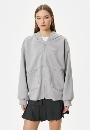 HOODED POCKETS - Imiteret læderjakke - grey