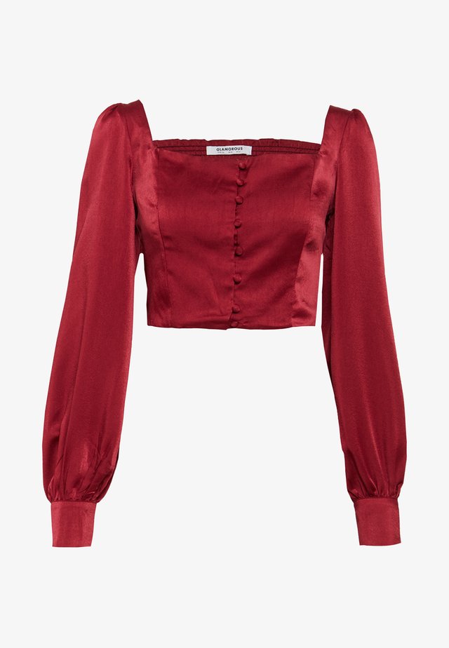 SQUARE NECK CROPPED TOP - Bluser - claret