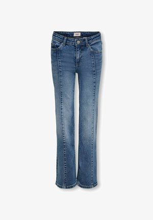 Kék farmer bootcut nadrág első és hátsó zsebekkel, övbújtatókkal és gombos rögzítéssel, az "ONLY" felirattal a derékrészen.