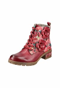 LAURA VITA Šněrovací kotníkové boty - grenat