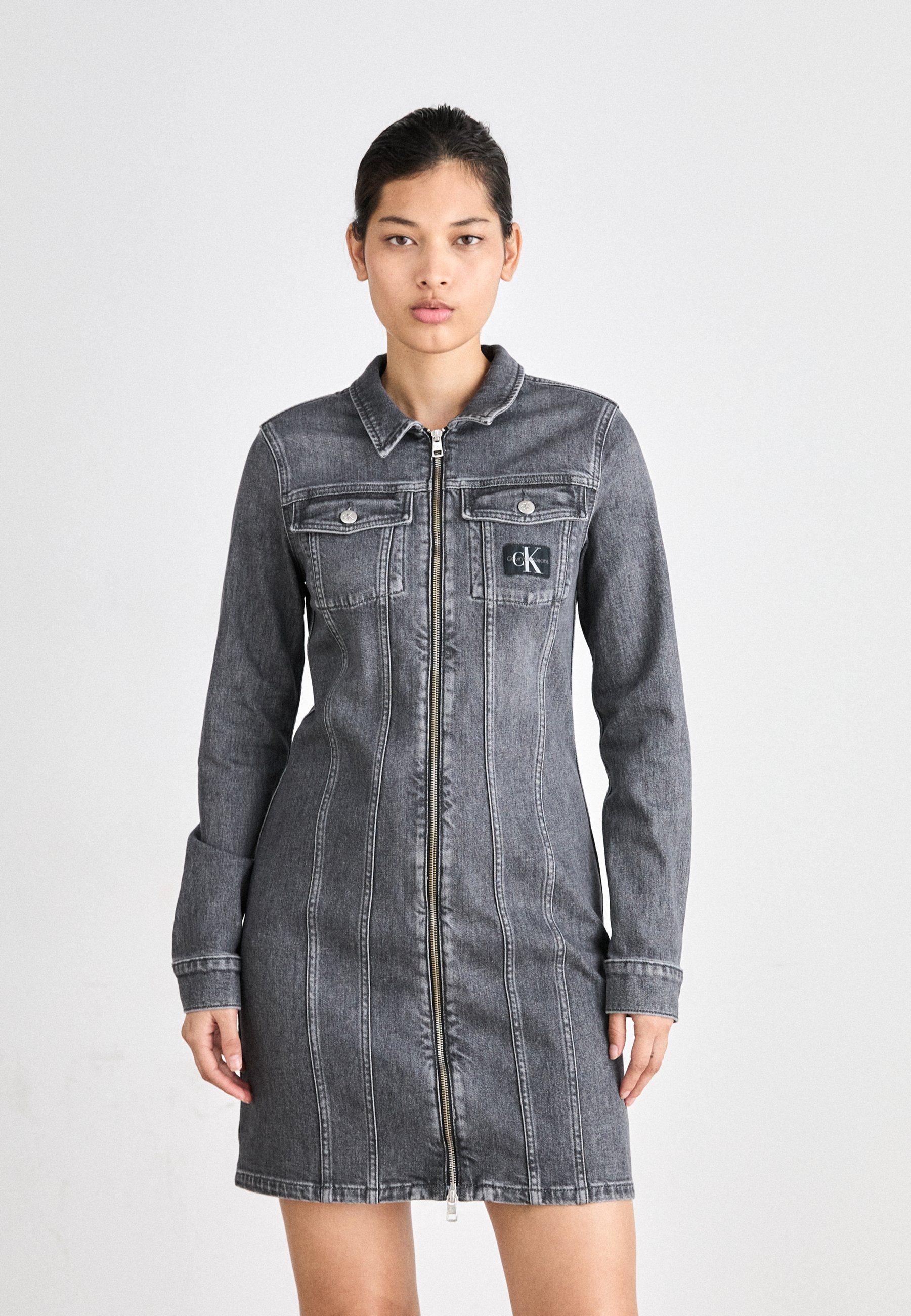slim fit dress slacks Braided Denim Mini Dress main image 1