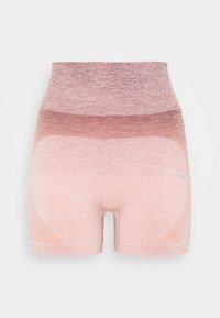 Höga, figurnära shorts i en gradient från ljusrosa till djupare rosa. Tillverkade av ett texturerat tyg med meshpaneler på sidorna.
