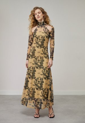 ROKH SHOULDER CUTOUT DRESS - Μάξι φόρεμα - black/camel