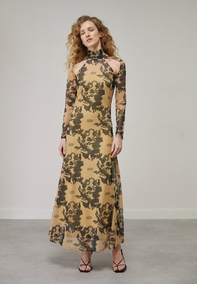 ROKH SHOULDER CUTOUT DRESS - Μάξι φόρεμα - black/camel