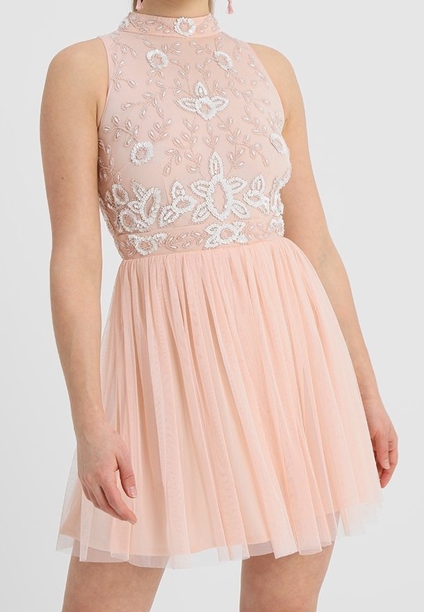 lace and beads petite dresses Lace & Beads Petite exclusive wrapped tulle mini dress in bright floral