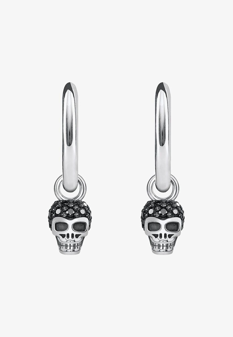 THOMAS SABO CREOLEN TOTENKOPF - Ohrringe - silver-coloured/black
