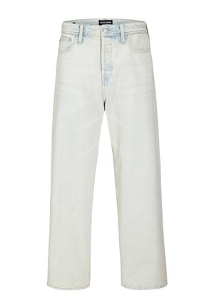 Hellblaue Jeans mit geradem Bein, hohem Bund, Vorderknopfleiste und Fünf-Taschen-Design von Jack & Jones.