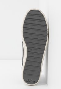 Semelle en caoutchouc noir à texture rainurée, bord crème, et taille 37 indiquée. Marque "s.Oliver" près du talon.