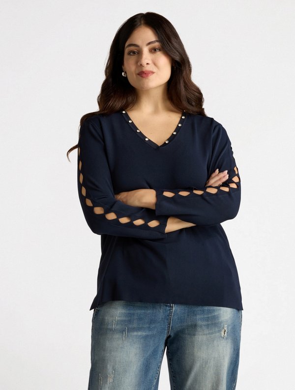 CUT OUT SULLE MANICHE - Sweatshirt - blu