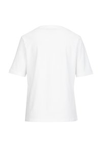 Witte katoenen T-shirt met korte mouwen, een ronde hals en een losse pasvorm. De achterkant is eenvoudig zonder zichtbare details of patronen.