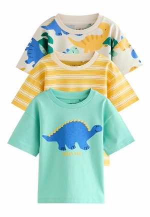 Next, REGULAR FIT - SHORT SLEEVE ALL OVER GRAPHIC PRINT 3 PACK - Print T-shirt - yellow dinosaur