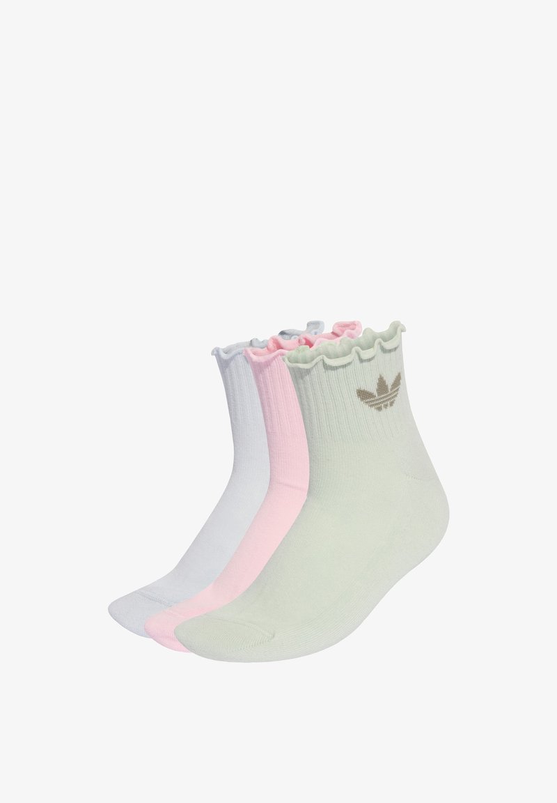 Pink Addidas Ruffles adidas Originals RUFFLE 3 PAIRS - Socks - clear pink linen green halo ...