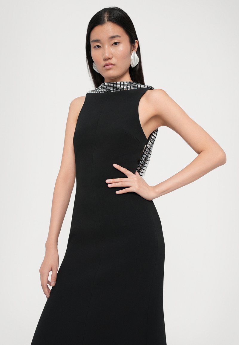 knee length dresses for ladies CRYSTAL RHINESTONE BACK DETAIL MIDI DRESS  David Koma