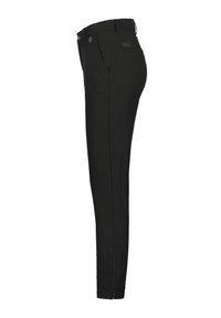 Pantaloni neri con un design su misura, texture liscia e dettaglio con zip visibile alla caviglia per una vestibilità regolabile.