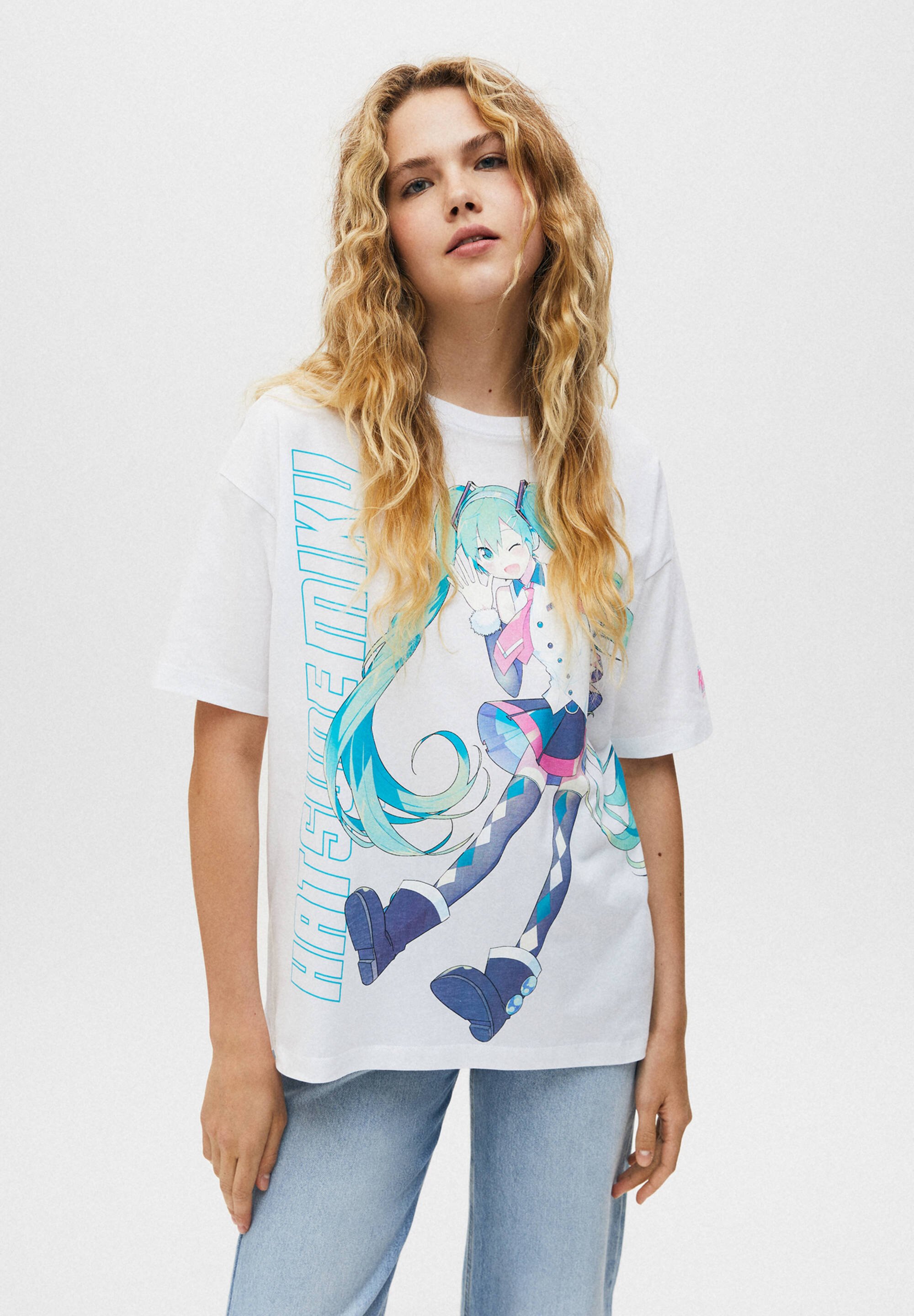 PULL&BEAR HATSUNE MIKU TShirt print white/weiß Zalando.ch