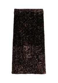 Svart paljettkjol med en figursydd silhuett. Täckte med reflekterande, runda paljetter som glittrar i ljuset och skapar en texturerad yta.