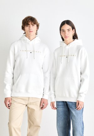 Tommy Jeans LINEAR HOOD UNISEX - Sweat à capuche - white