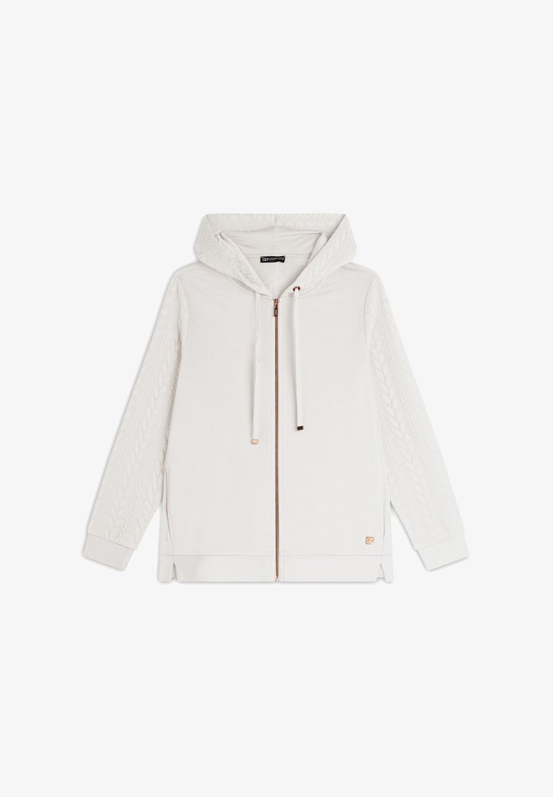 Freddy COMFORT CON CAPPUCCIO - Felpa con zip - white sand