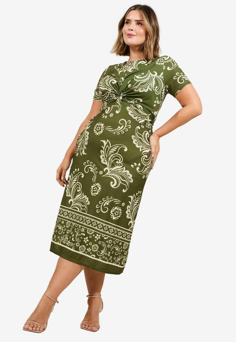 Lipsy PLUS SIZE FIT MIXED UNDERBUST - Obleka iz džersija - khaki green