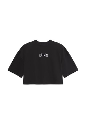 Calvin Klein Jeans, BOXY CROPPED BACK VARISTY LOGO - T-shirt imprimé - black