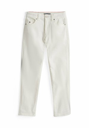 Witte katoenen denim jeans met een rechte snit, knoopsluiting en een vijf-pocket ontwerp. Bevat een klein logo op de voorkant van de pocket.