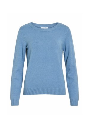 VILA, VIRIL O-NECK L/S KNIT TOP - NOOS - Strickpullover - blue shadow