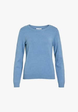 VILA, VIRIL O-NECK L/S KNIT TOP - NOOS - Strickpullover - blue shadow
