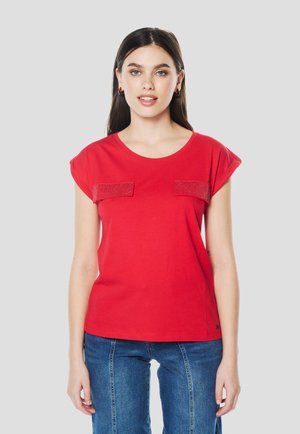 SHORT SLEEVE WITH SPARKLES - Camiseta estampada - rojo red