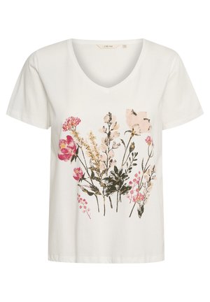 Cream LVIRE V NECK - T-Shirt print - snow white