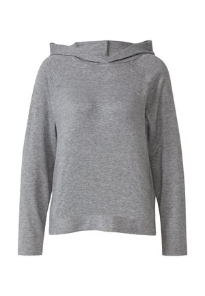 Grijze sweatshirt met lange mouwen, een capuchon en een relaxte pasvorm. Gemaakt van zachte stof met een subtiele textuur en geen zichtbare patronen of hardware.