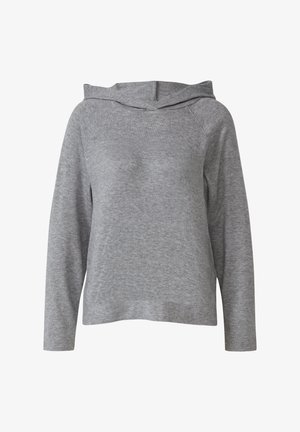 Grijze sweatshirt met lange mouwen, een capuchon en een relaxte pasvorm. Gemaakt van zachte stof met een subtiele textuur en geen zichtbare patronen of hardware.