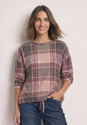 Street One, LANGARM SHIRT MIT RUNDHALS UND KAROMUSTER - T-shirt à manches longues - sanded amber
