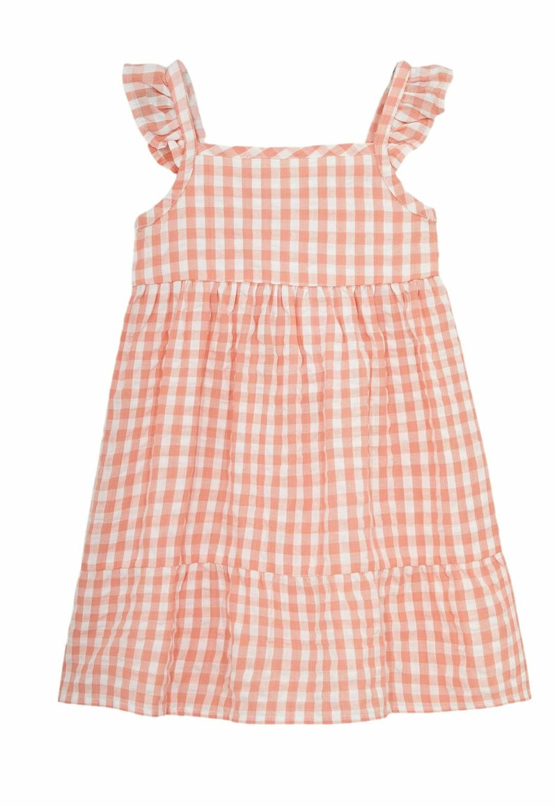 JoJo Maman Bébé FRILL SHOULDER TIERED-REGULAR FIT - Denní šaty - orange gingham