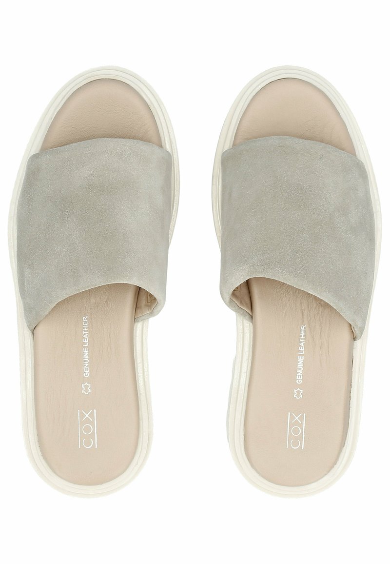 Damen Flache Pantoletten | COX Pantolette hoch mittelgrau/grau - OV09965 Damen Flache Pantoletten | COX Pantolette hoch mittelgrau/grau - OV09965
