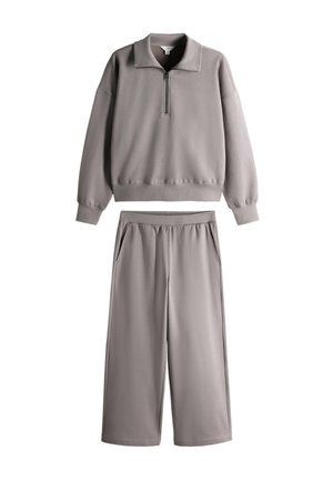 THE SET, QUARTER ZIP SWEATSHIRT AND STRAIGHT LEG JOGGERS COORD SET - Trainingsanzug - brown taupe
