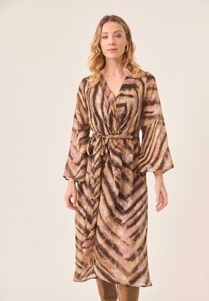 MIDI ANIMAL PRINT - Vestido informal - camel