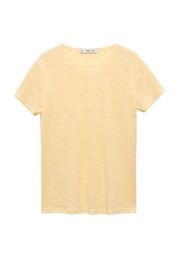 Mango T-shirt basic lichtgeel Mango T-shirt basic lichtgeel